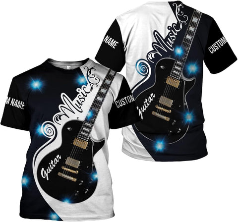 Personalized Name Guitar Shirt 3D, Customized Guitar Shirts for Men, Unisex Guitar Shirts Music Music Lover, Guitar Lover