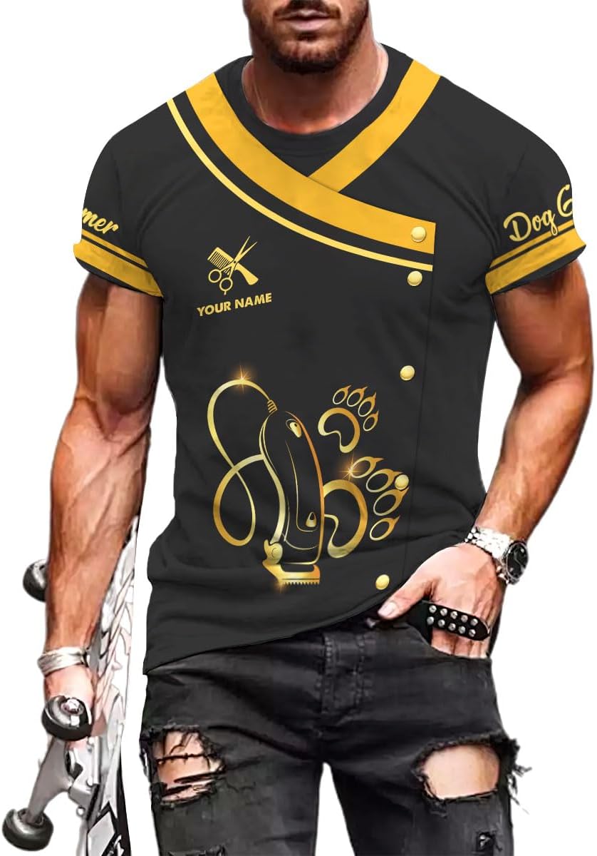 Mostprints Personalized Name Dog Groomer Shirt 3D, Funny Dog Groomer Apparel Shirts, Dog Groomer Gifts for Men and Women