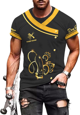 Mostprints Personalized Name Dog Groomer Shirt 3D, Funny Dog Groomer Apparel Shirts, Dog Groomer Gifts for Men and Women
