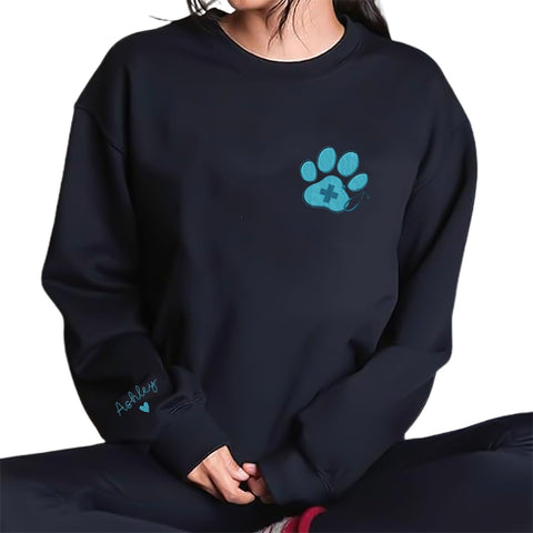 Leeprints Personalized Embroiderd Veterinary Medicine Sweatshirt - Vet Tech Sweater, Veterinarian Gift, Vet Med Staff Gifts