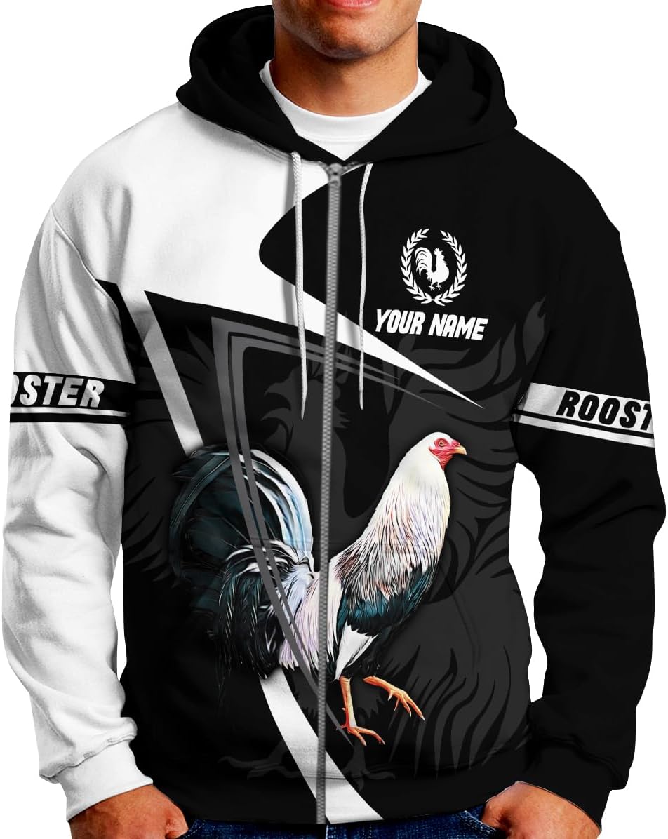 Mostefy Personalized Name Rooster Hoodie 3D, Gallos De Pelea, Chicken Sweatshirt, Chicken Hoodie for Men and Women S-5XL