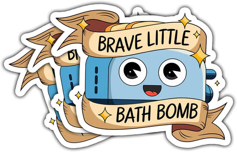 3 Pcs Brave Little Bath Bomb Sticker, Mental Health Inappropriate Stickers, Funny Sarcastic Dark Humor Stickers - Vinyl Sticker 3x3 for Water Bottles Laptop Phone Car Helmet Hard Hat
