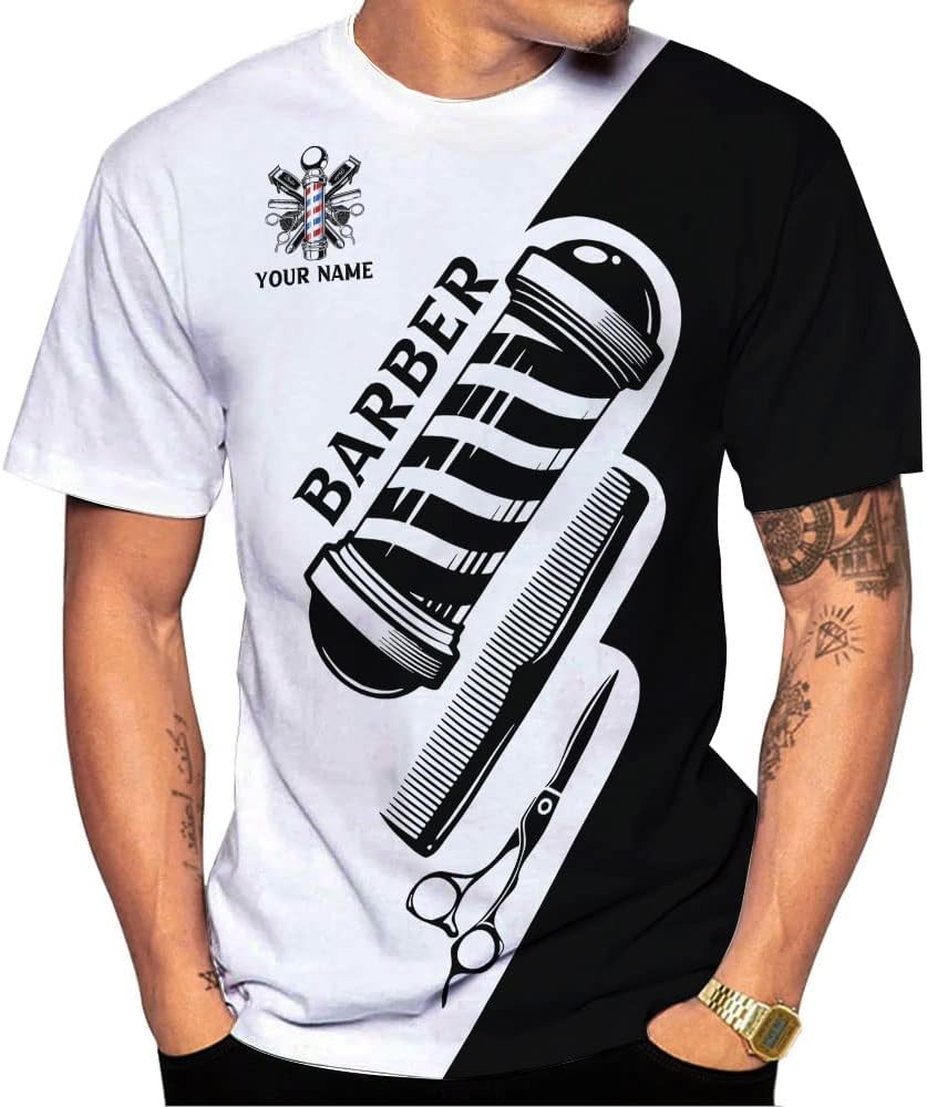 Personalized Name Barber 3D All Over Printed Shirts for Men & Women, Hair Stylist Shirt Gift for Barbershop