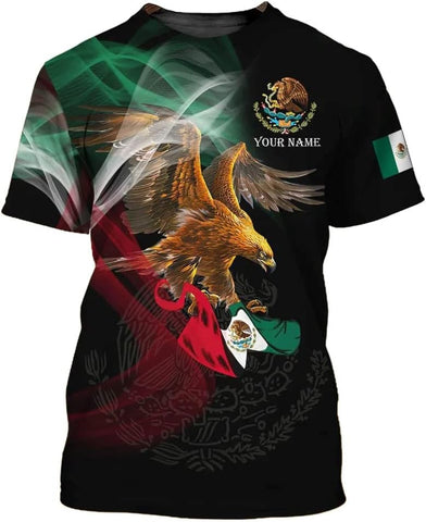 RoyalBro Personalized Mexico Shirt, Camisas de Mexico Customized Mexican Shirts Mexican Flag Mexico 3D Shirt for Men Women