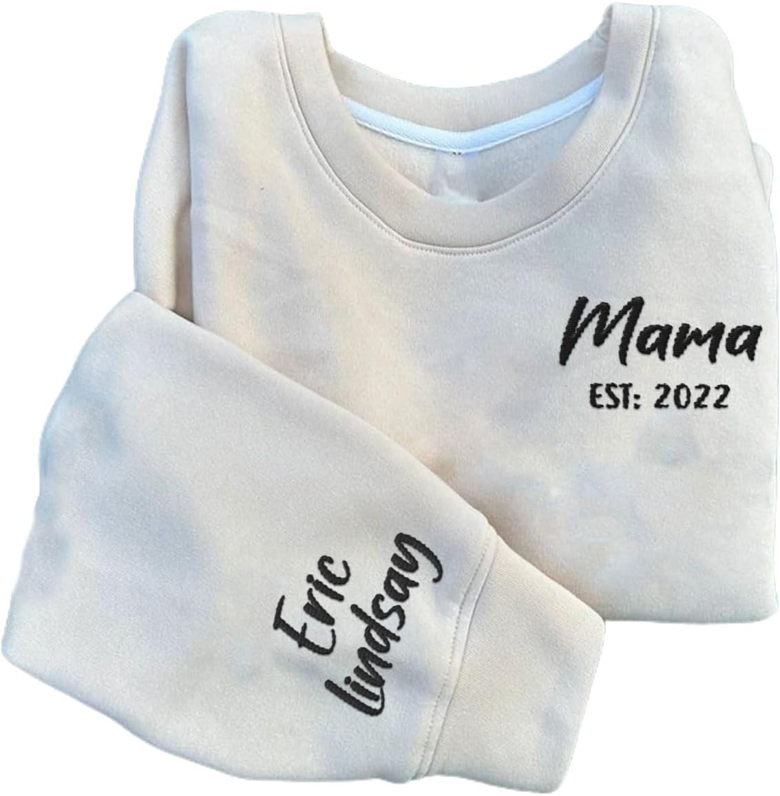Custom Mama Crewneck Sweatshirt Personalized Mom Est 2024 Sweater with Kids Names Customized Gifts for Mothers Day (Cotton, SS28)
