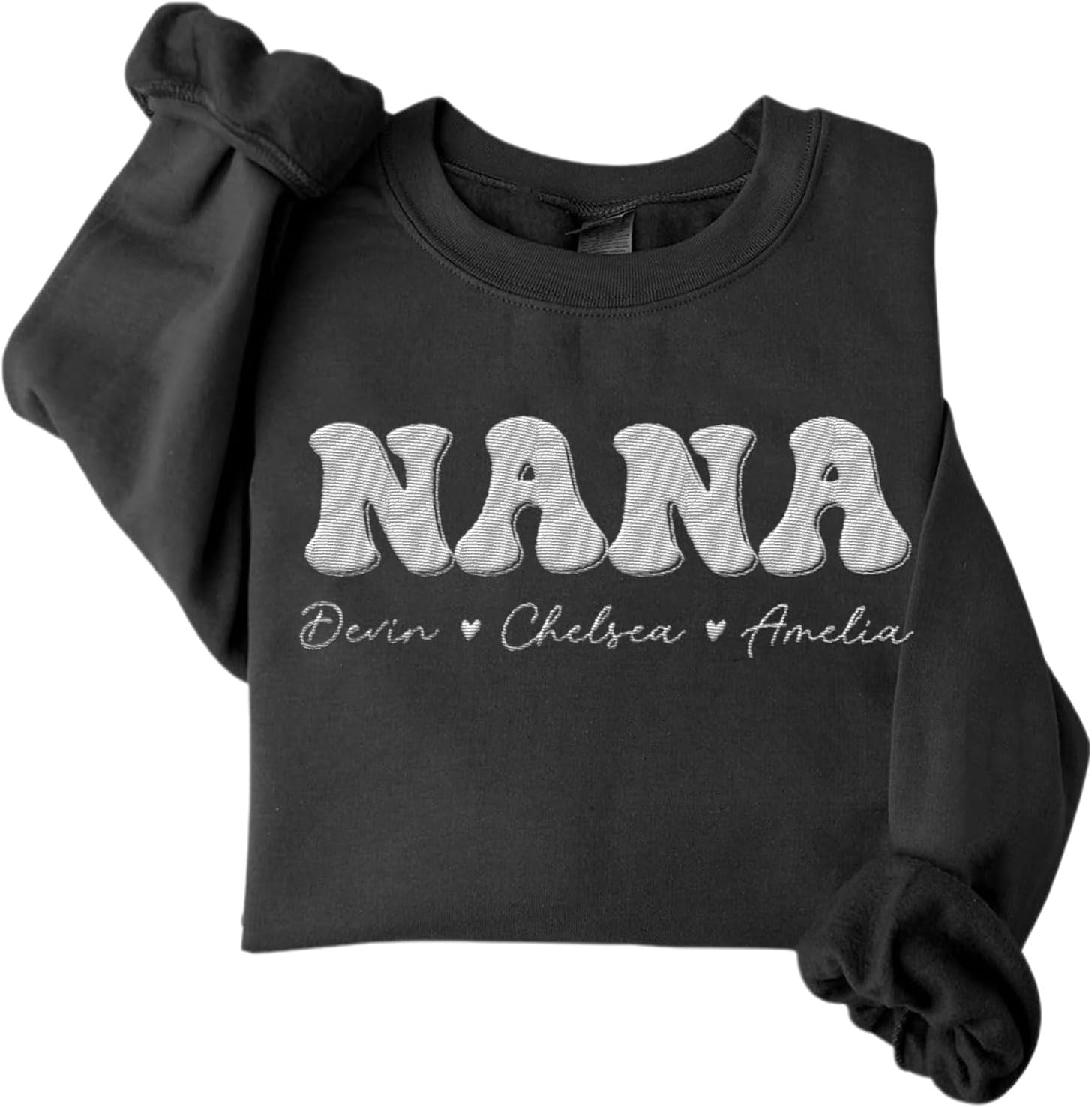 Personalized Nana Sweatshirt for Women, Custom Nana with Grandkids Names Gifts Christmas, Vallentine, Mothers Day (Polycotton, SS10)