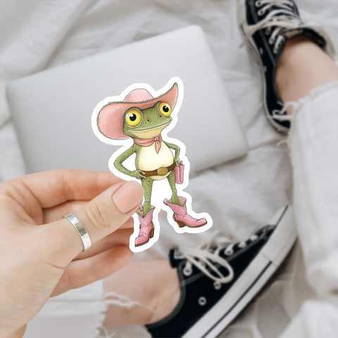 (3pcs) Frog Cowboy Sticker, Frog Cowgirl Sticker, Frog with Hat Cowboy Sticker, Meme Frog Sticker, Cute Frog Sticker Die-Cut Waterproof Vinyl Sticker Laptop Water Bottle Phone Helmet (Vinyl, froggirl)