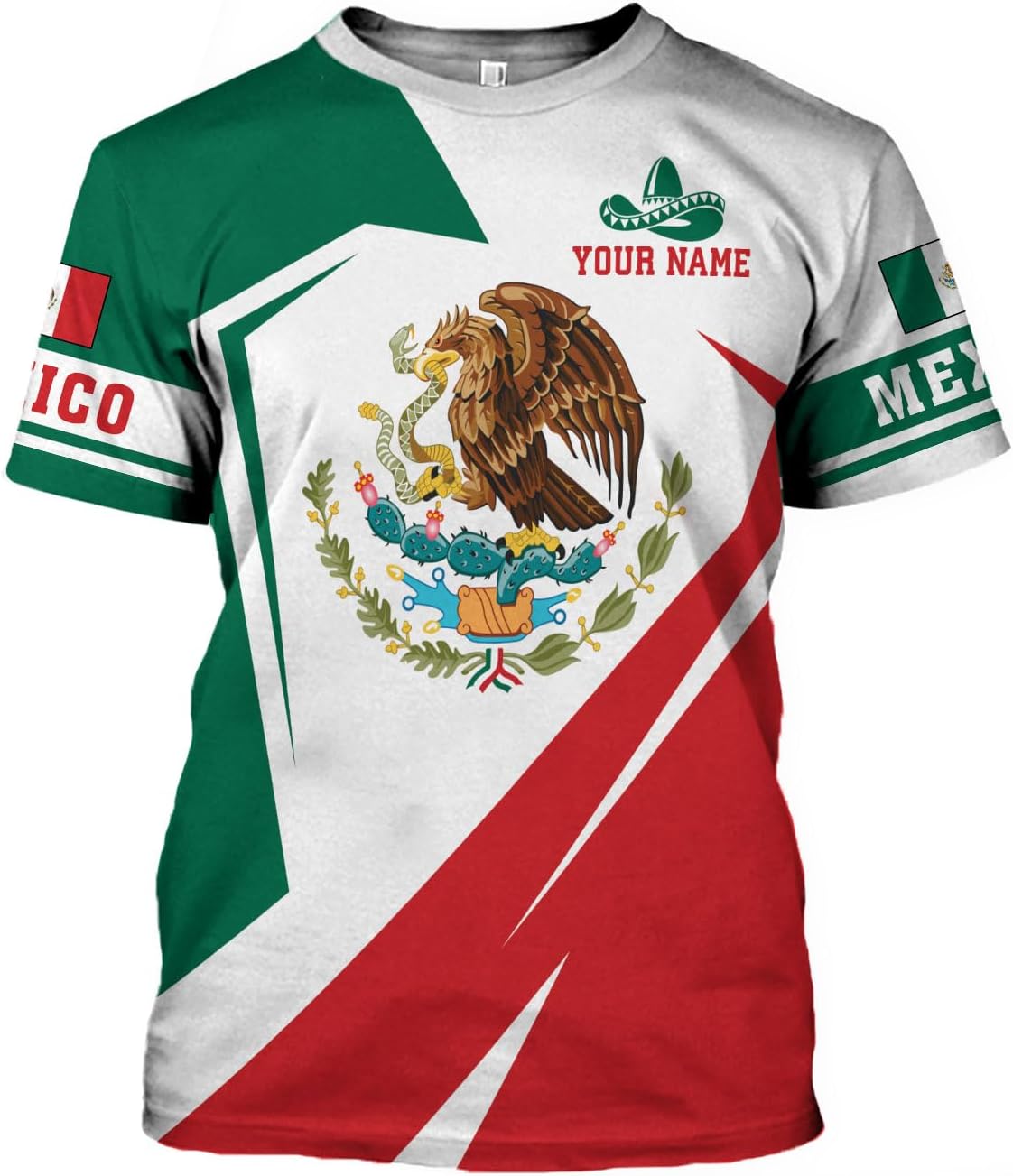 RoyalBro Personalized Mexico Shirts, Camisas De Mexico, Mexico Shirts for Men, Mexican Flag Jersey Shirt Mexico 3D Shirt