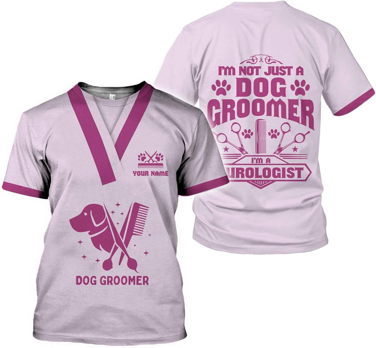 RoyalBro Personalized Dog Groomer Shirt Custom Dog Cat Grooming Stylish Shirts Groomers Tshirts Groomer Tshirt Men & Women (Style 5) Multicolor