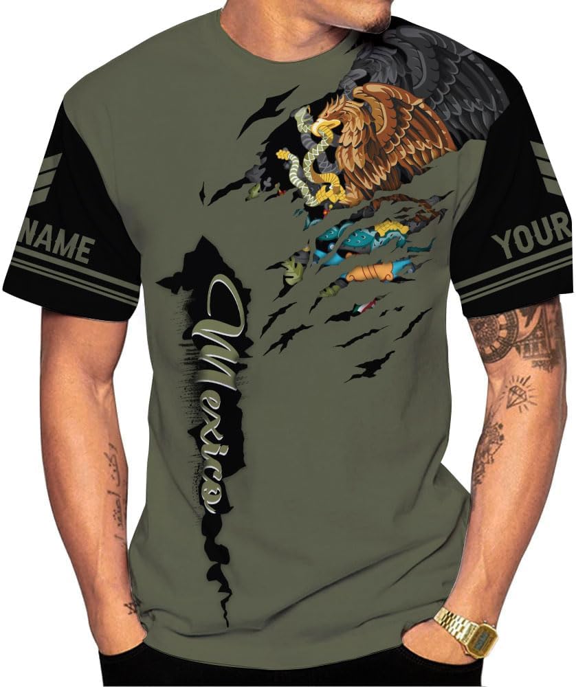 Personalized Name Mexican Shirts for Men, Customized Mexico Shirts for Men, Mexico Shirts for Women Mexico Shirt Eagle Flag