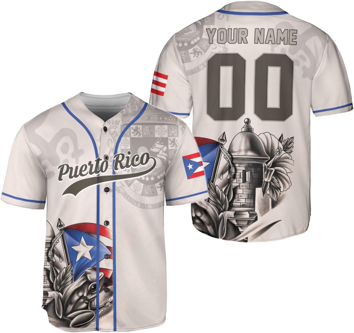 Personalized Puerto Rico Baseball Shirt, Customized Team Name Puerto Rican Baseball Jersey for Men