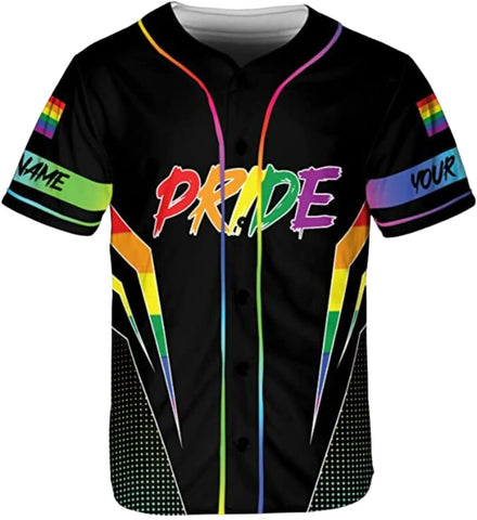 Mostprints Personalized Name LGBT Pride Baseball Jersey, LGBT Shirts, Pride Clothing, Personalized LGBT Baseball Jersey Shirt