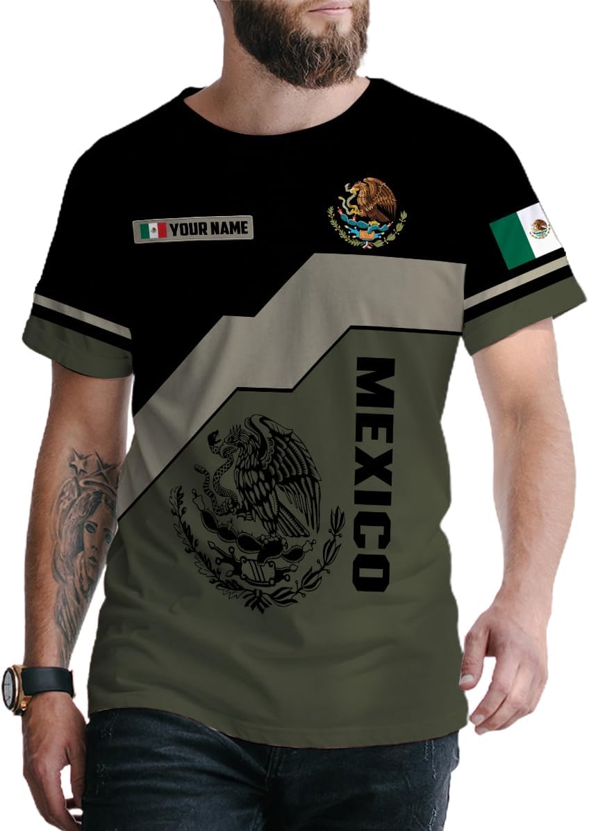 Mostefy Personalized Name Mexican Shirts for Men 3D, Customized Mexico Shirts for Men, Mexico Shirts for Women Mexico Shirt