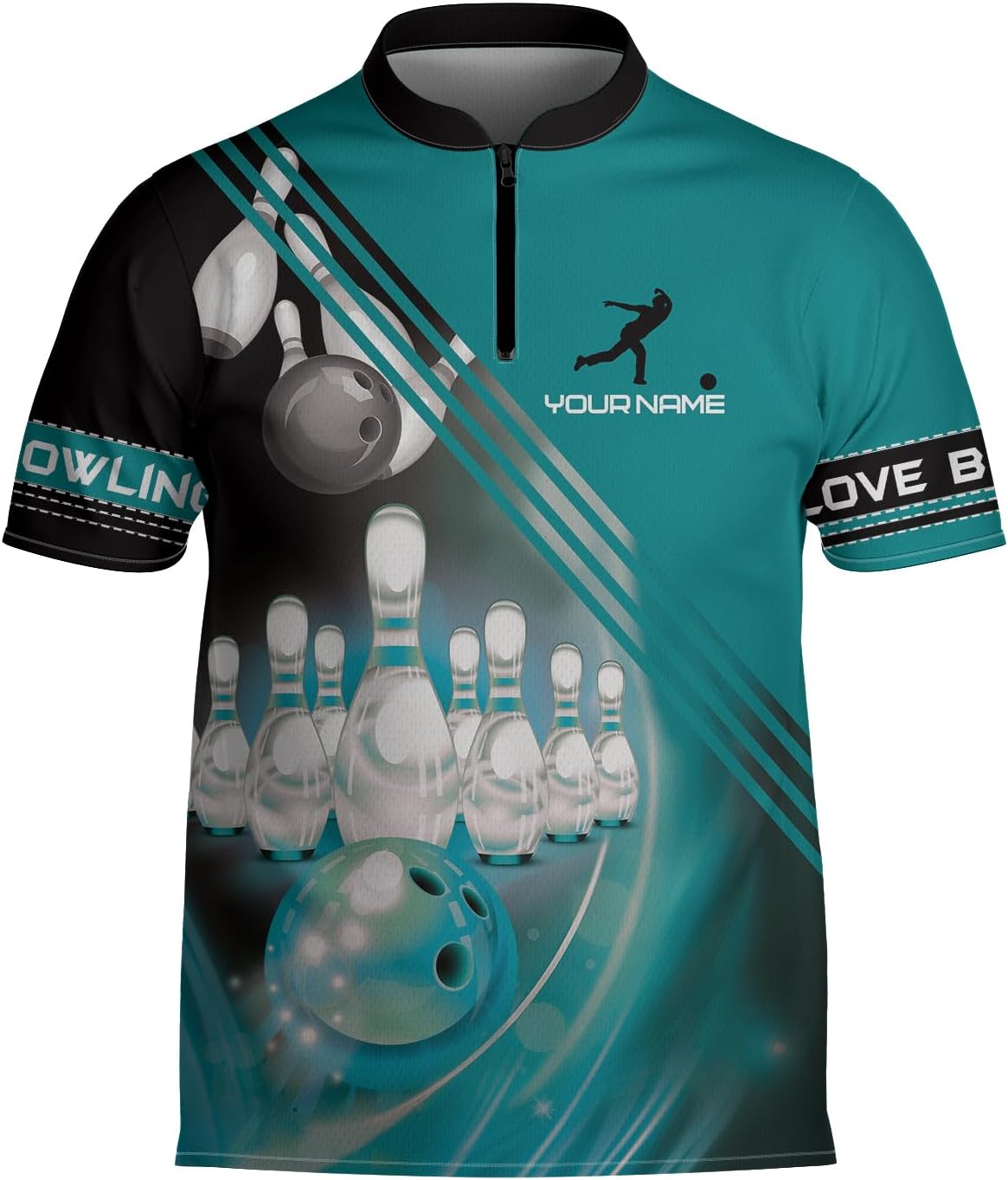 Custom Bowling Jerseys for Men Women Personalized Team Name Quarter Zip 3D Apparel Customized Bowling Jersey Shirts Unisex