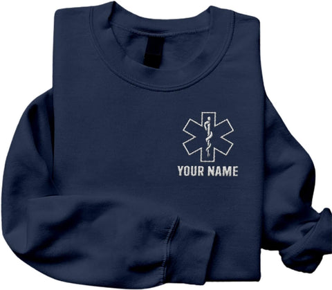 Leeprints Personalized EMT Embroidered Sweatshirt EMS Sweatshirt EMS Hoodie Paramedic Uniform Emergency Medical Technician