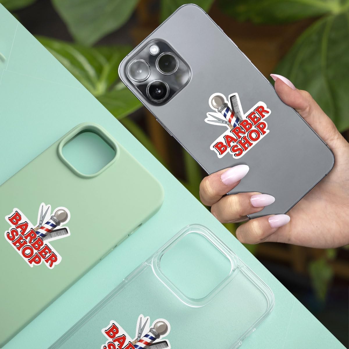 (3Pcs) Barbershop Sticker, Barber Shop Pole Cartoon, Barber Sticker Decal, Pole Barber, Barber Accessories for Hairsalon - Stickers for Laptop Water Bottle Phone Car Window Helmet 3" (BB 1)