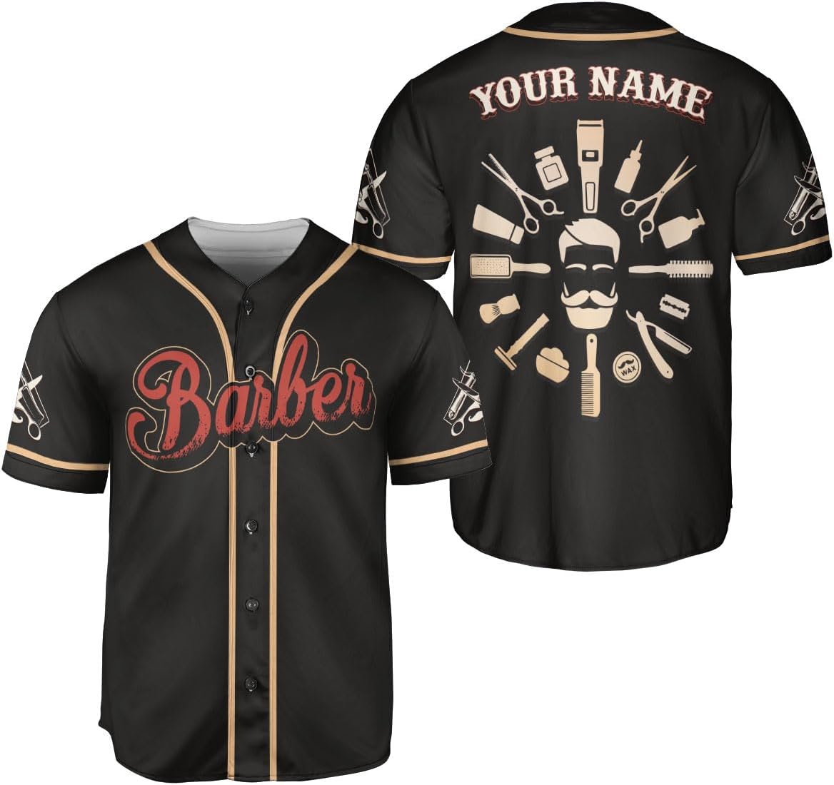 Custom Barber Shop Baseball Jersey Personalized Name Barber Shirt 3D for Men Women Hairdresser Shop Gift Scissors Pole Shirts