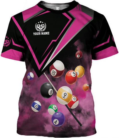 Pretyprints Personalized 3D Billiard Shirt Custom Name Men Women Team Apparel Pool 8 Ball Flag Tshirt Billiards Shirts Gift