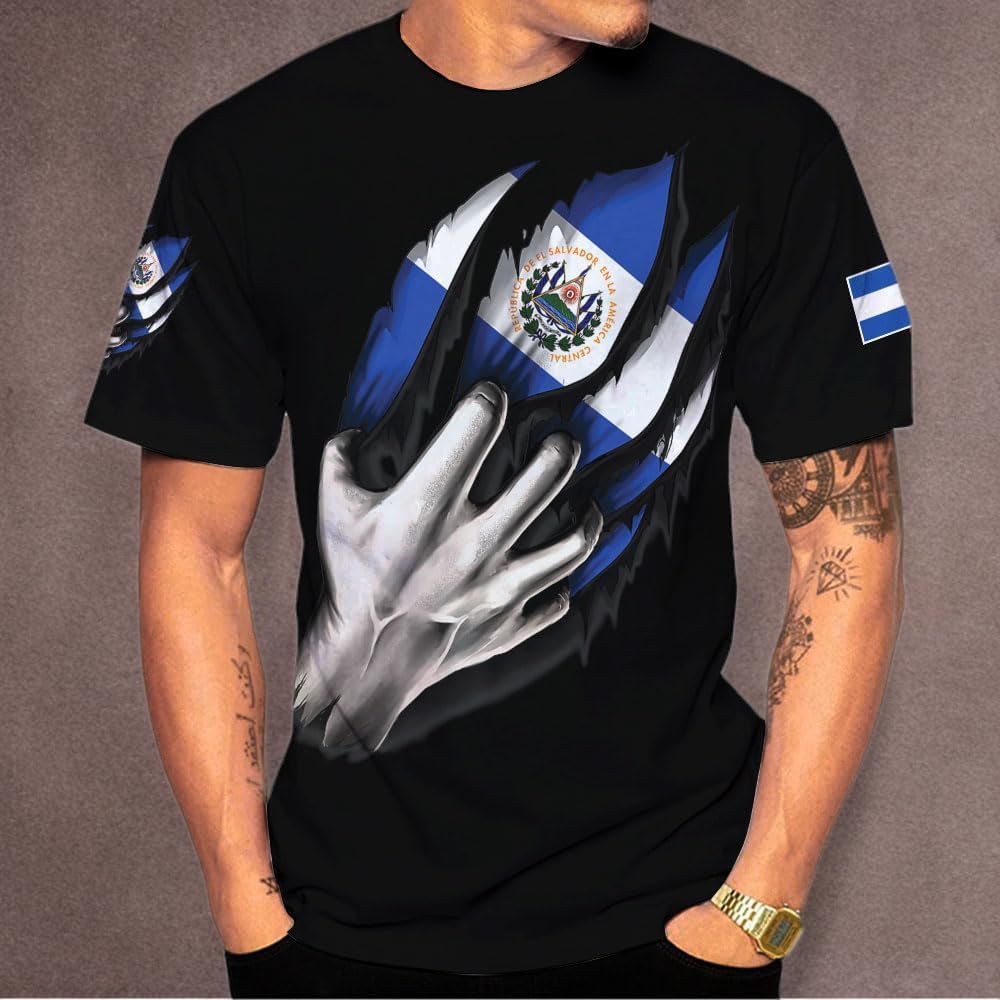 Ligthuy Personalized Name El Salvador Shirt 3D, El Salvador Flag Shirt for Men Women, Unisex T-Shirts S-5XL