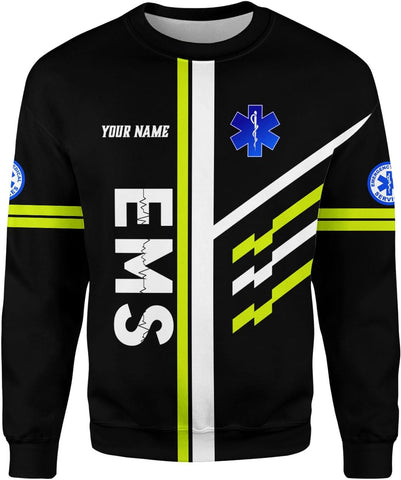 Leeprints Personalized EMT Hoodie EMS Sweatshirt Custom EMS Zip Hoodie Paramedic Uniform Emergency Medical Technician Shirts