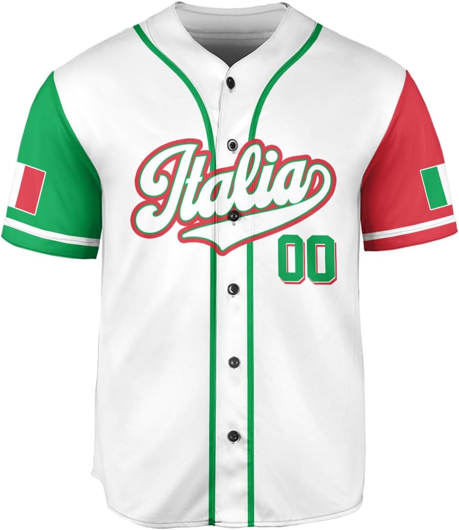Parvii Personalized Italia Baseball Jersey, Italian Shirts for Men & Women, Italian Jersey, Italy Italian Flag Jesey Gift