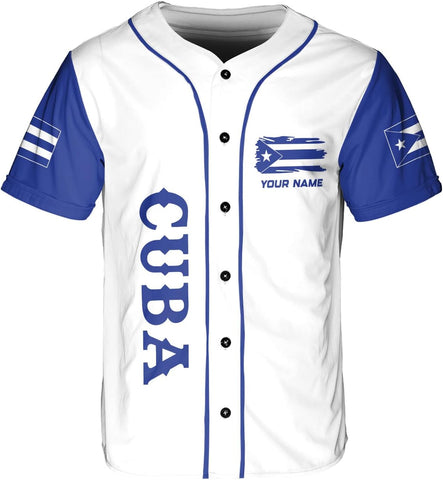 Podagree Personalized Cuba Baseball Shirt, Cuban Flag Jersey for Men and Women