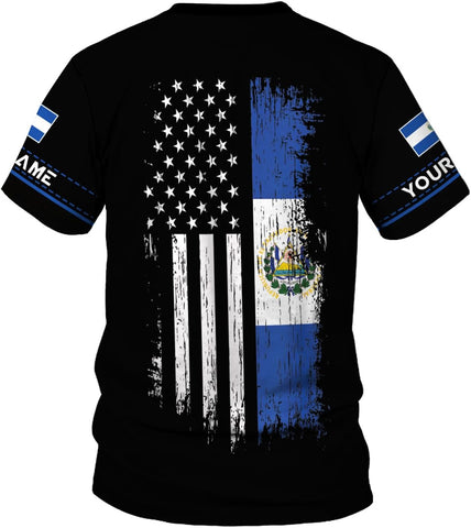 Mostprints Personalized Name El Salvador Shirt 3D, El Salvador Flag Shirt for Men Women, El Salvador Tshirts Unisex S-5XL