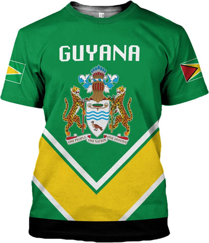 Artparel Personalized Guyana 3D Guyana Flag Shirt - Unisex Adults - Green - Short Sleeves - 5X-Small-Large