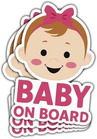 (3Pcs) Baby Onboard Sticker for Cars, Baby On Board Yellow Signs for Car, Baby Car Sticker, Cute Babe On Board Sticker, Sticker Waterproof for Water Bottle, Truck, Car, Helmet Decal 5" (BBOB 2)
