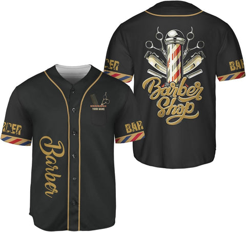 Personalized Barber Shop Baseball Jersey, Hairdresser Jersey, Barber Tools Hat