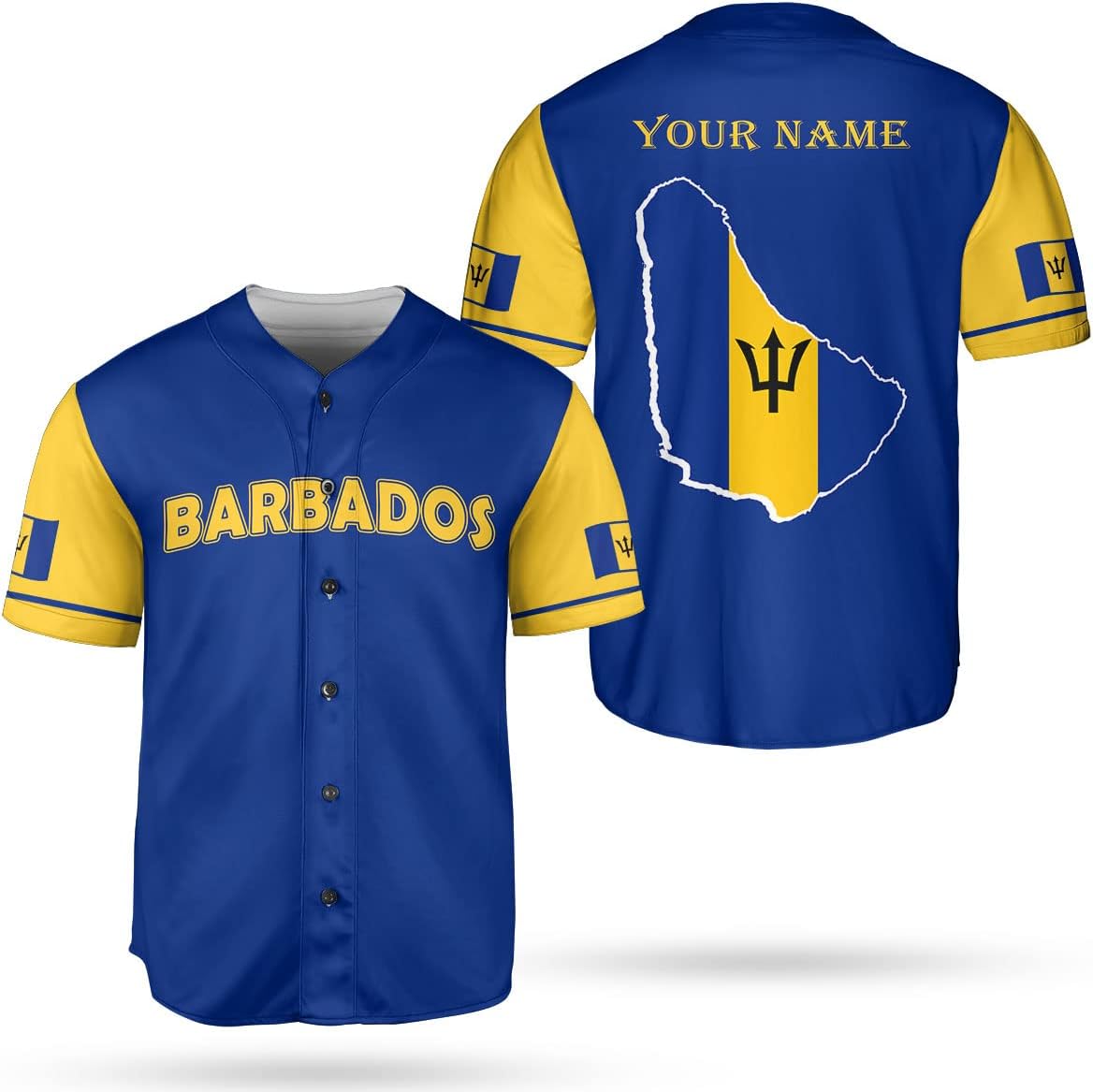 Podagree Personalized Barbados Baseball Jersey Shirt, Bajan Flag Jersey, Barbados Jersey for Men and Women Jersey Bajan