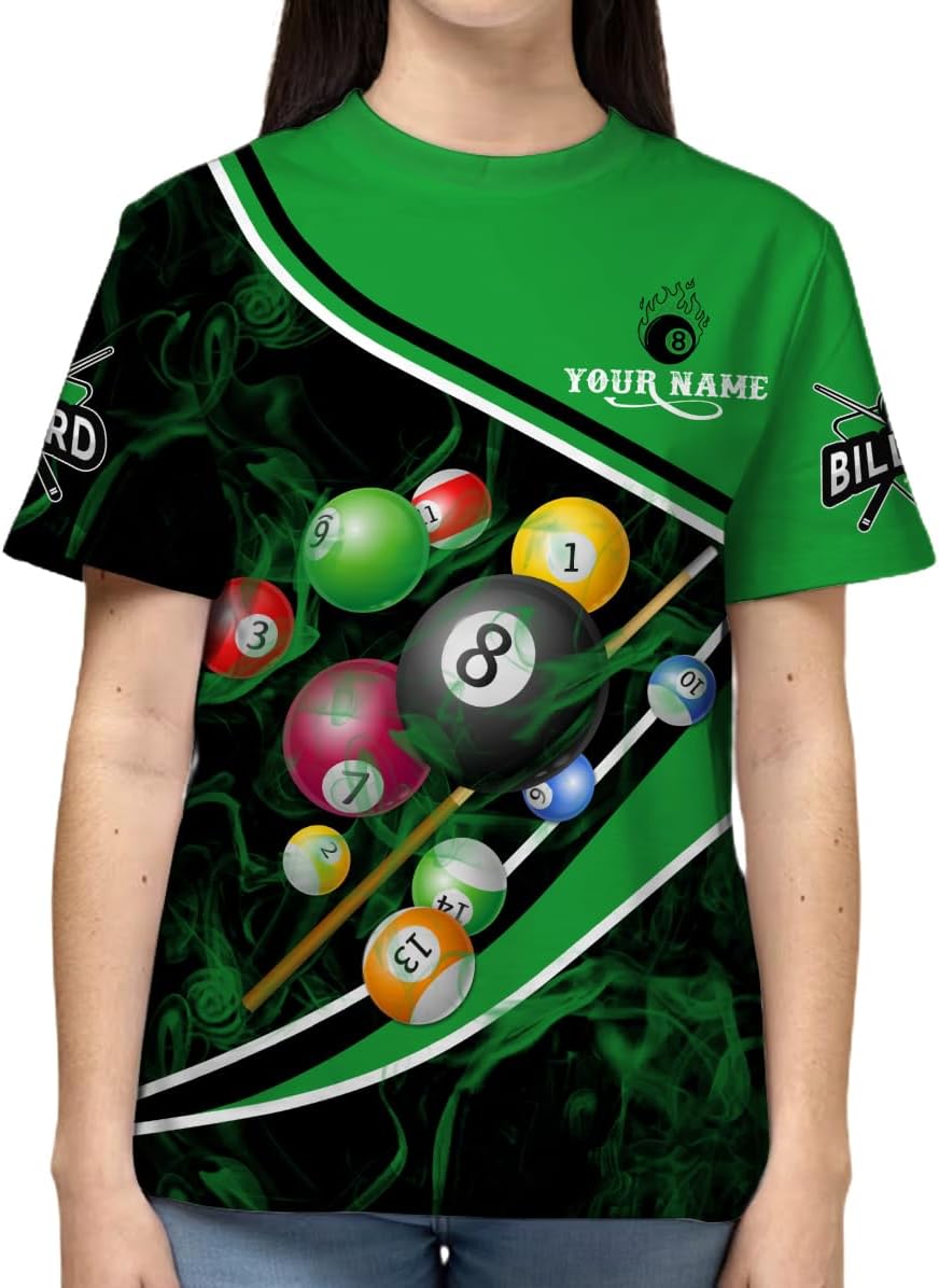 Personalized Billiard Shirts 3D Billiard Shirt Custom Billiard Flag Shirt Men's Pool Billiards Shirt 8 Ball Men Women