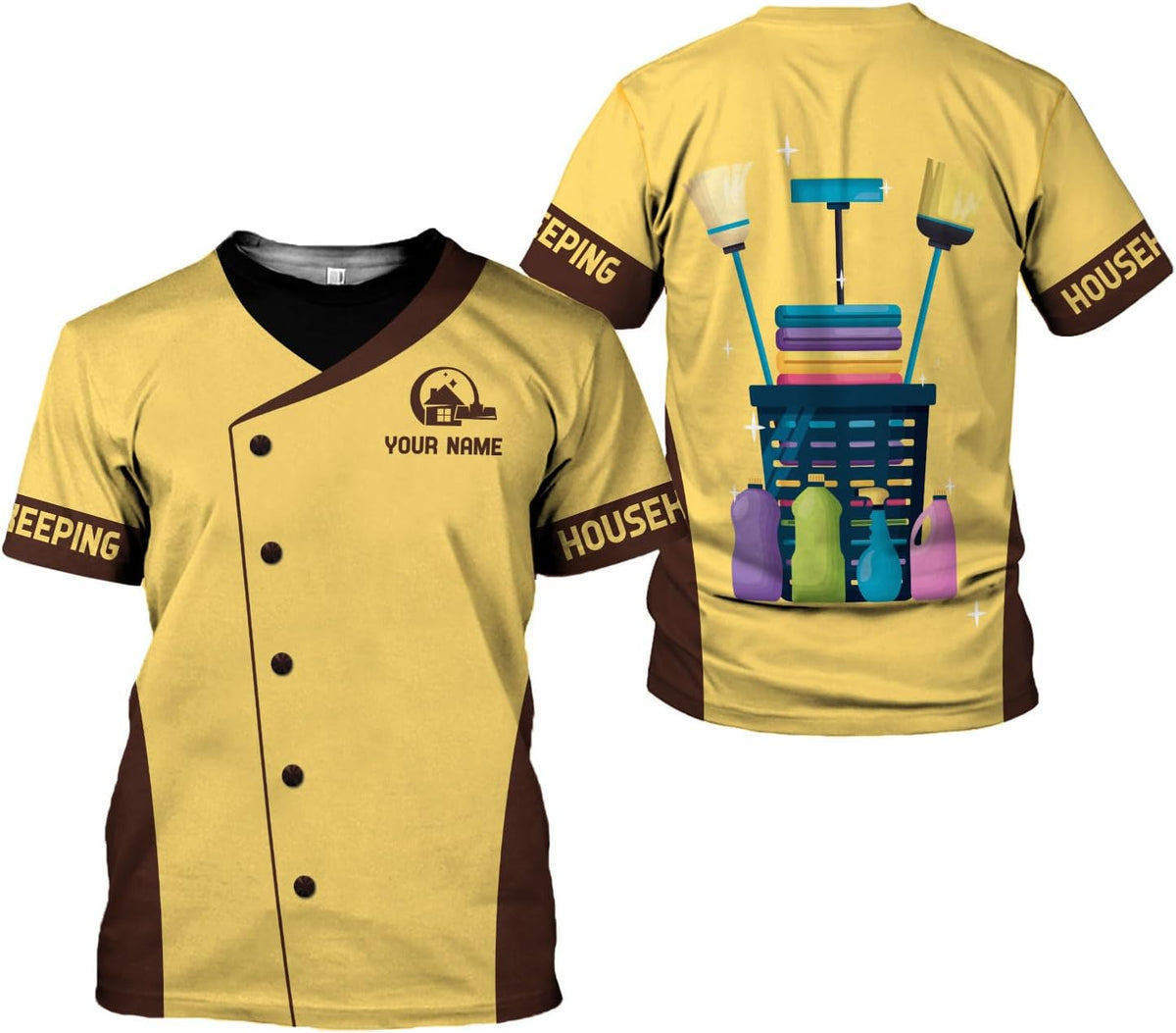 Personalized Housekeeping Shirts, Custom Cleaning Uniforms for Women 3D Cleaning Service Gifts Housekeeper Shirt Clean Lady