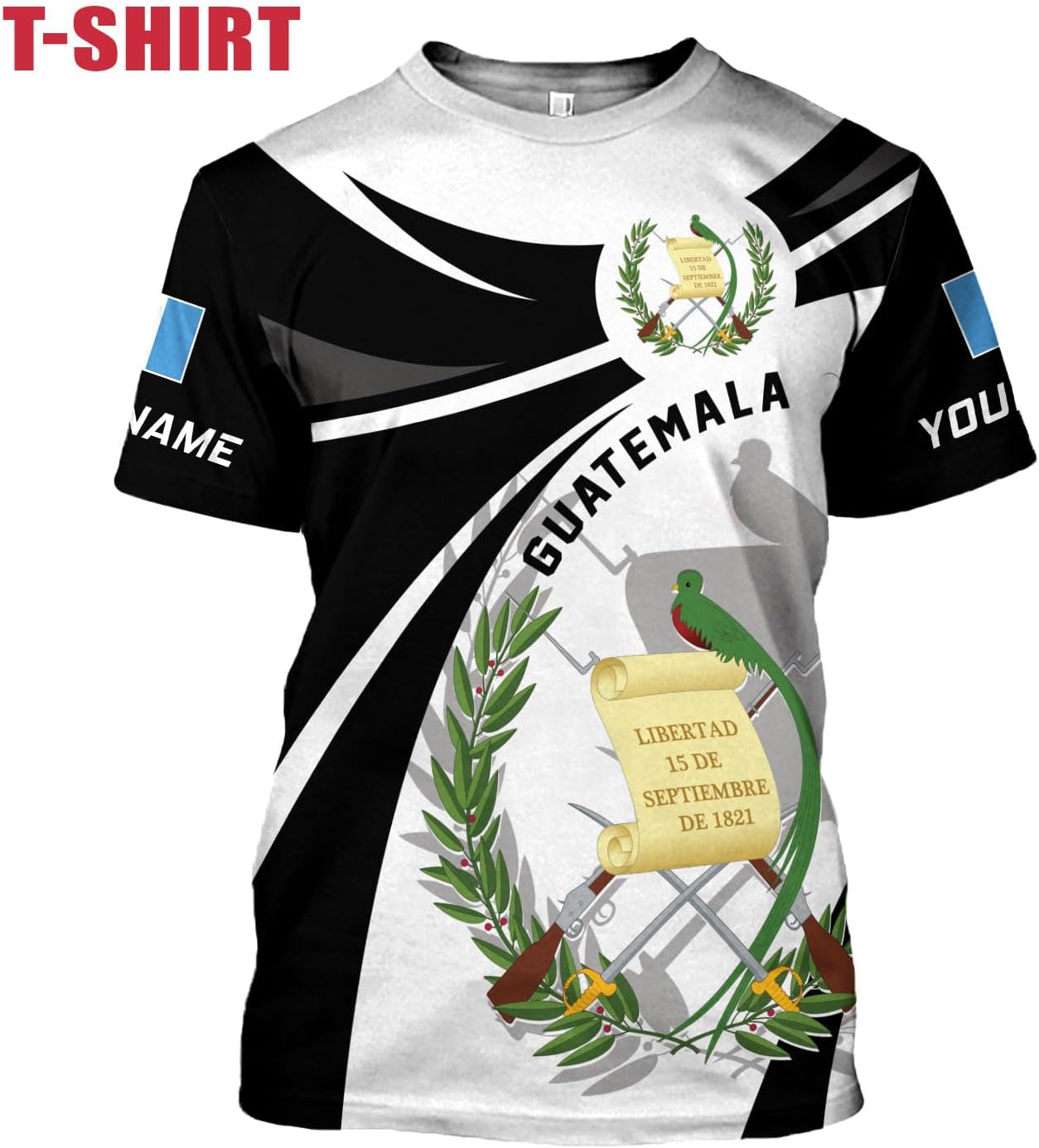 Mostprints Personalized Guatemala Shirt 3D Guatemala Camisas Guatemala Flag Shirts, Guatemalan Pride T-Shirt for Men Women