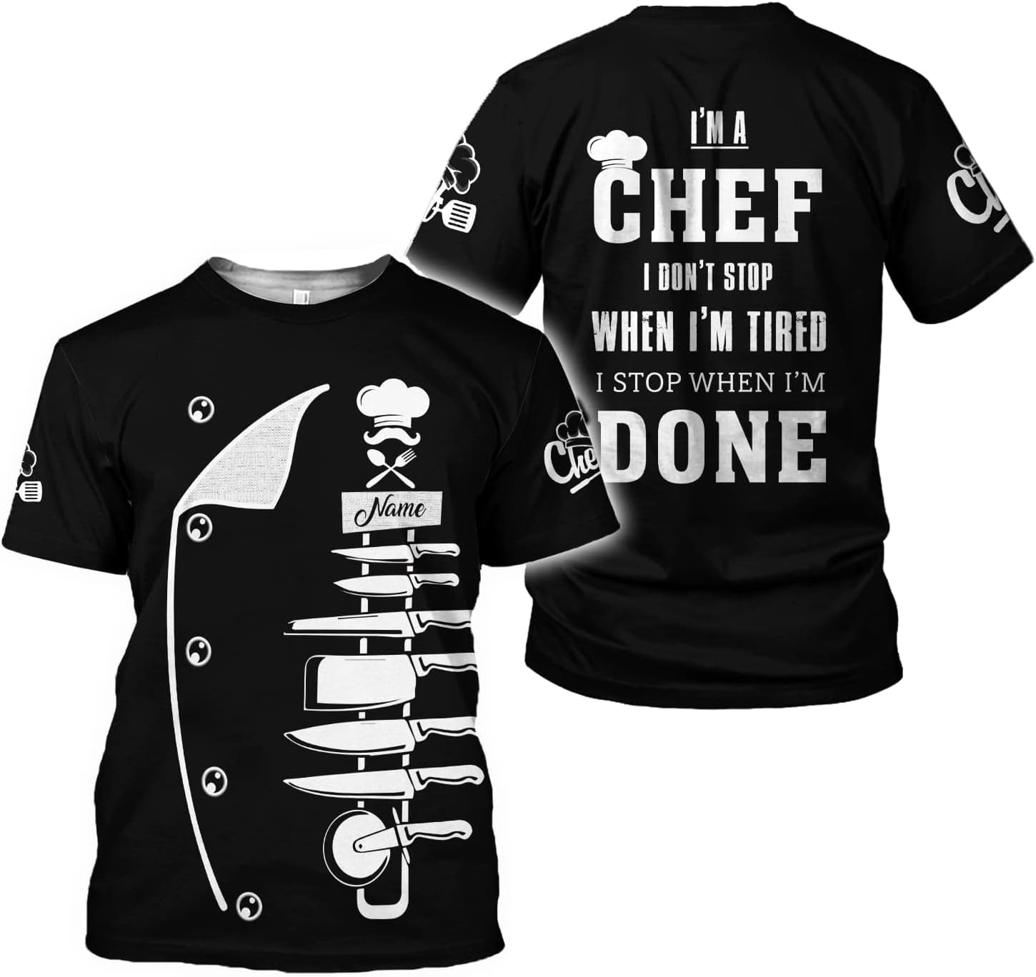 Personalized Chef Shirt Master Chef 3D Shirts Chef Gifts Custom Name Chefs Shirt for Men and Women, Tshirt Chef Utility Shirt