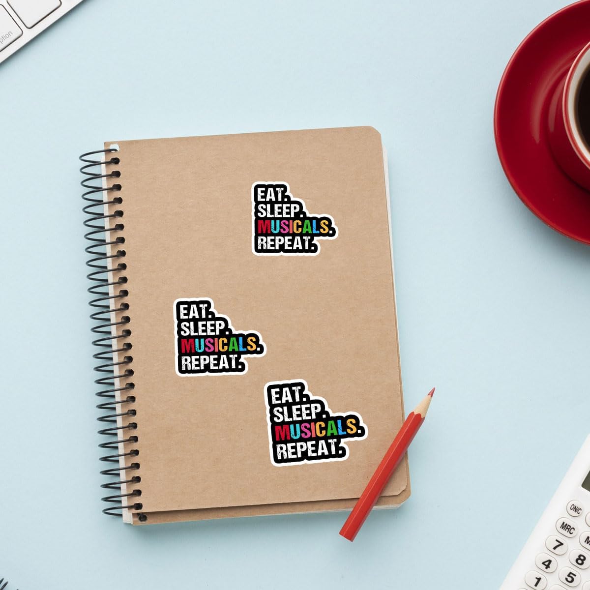 3Pcs Eat Sleep Musicals Repeat Sticker Musical Theatre Stickers for Laptop Musician Gift Drama Theater Gifts Musical Laptop Stickers Theater Musicals Decal for Laptop Phone Car Hard Hat 3"x3"
