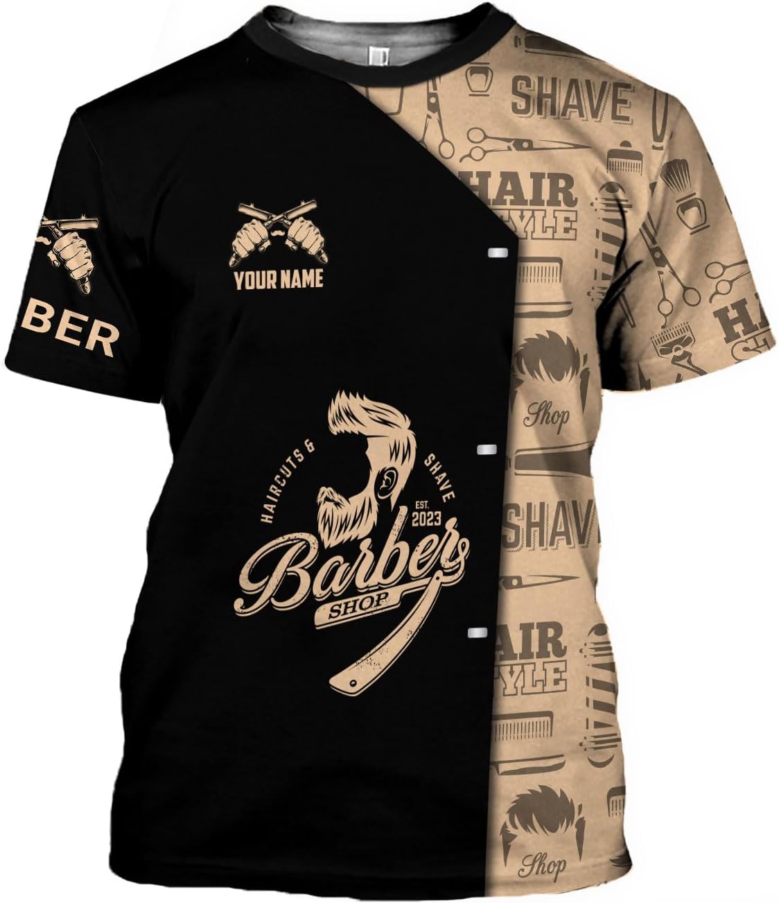 Personalized Name Barber 3D All Over Printed Shirts for Men & Women, Hair Stylist Shirt Gift for Barbershop