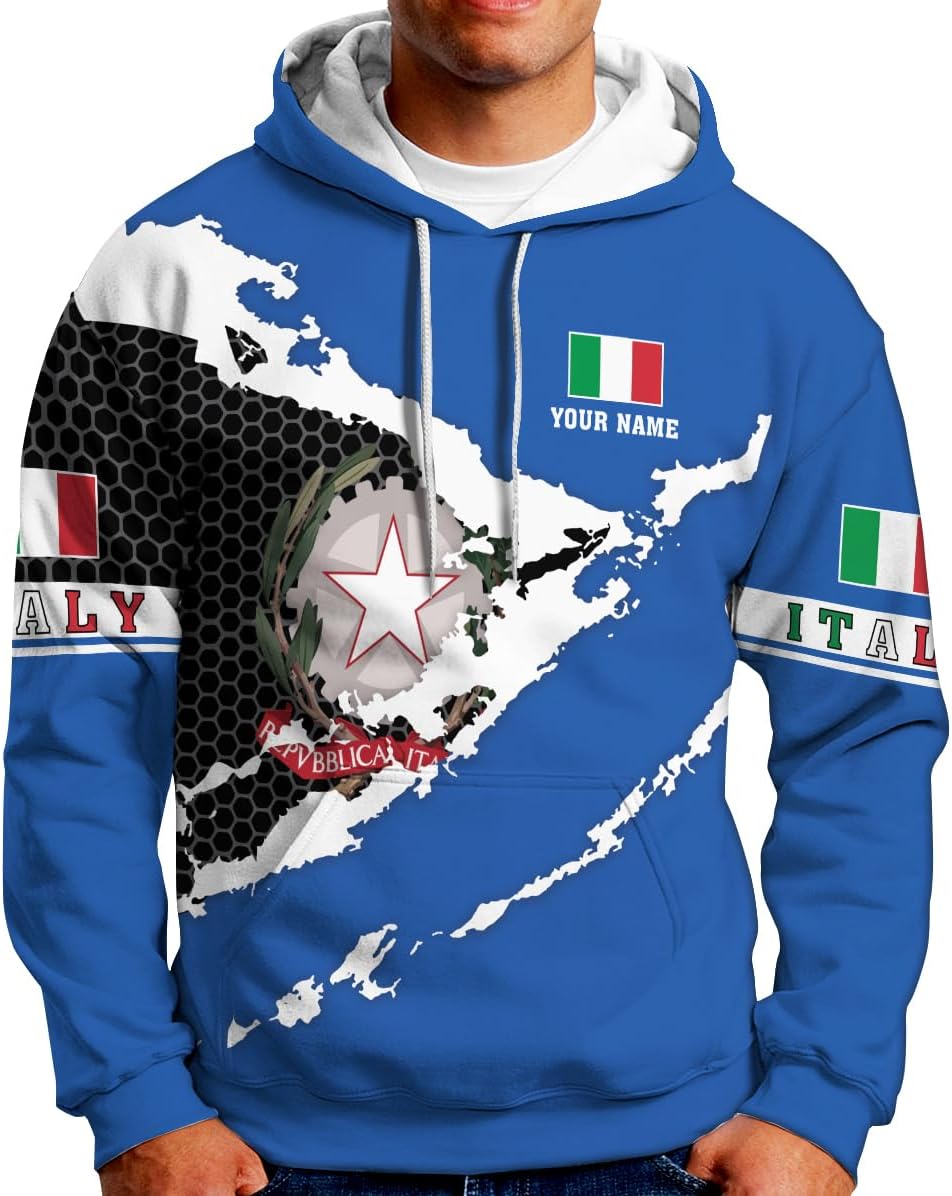 Ligthuy Personalized Name Italy Shirt 3D, Custom Italian Shirt Flag for Men and Women, Italia Shirt Soccer Unisex Size