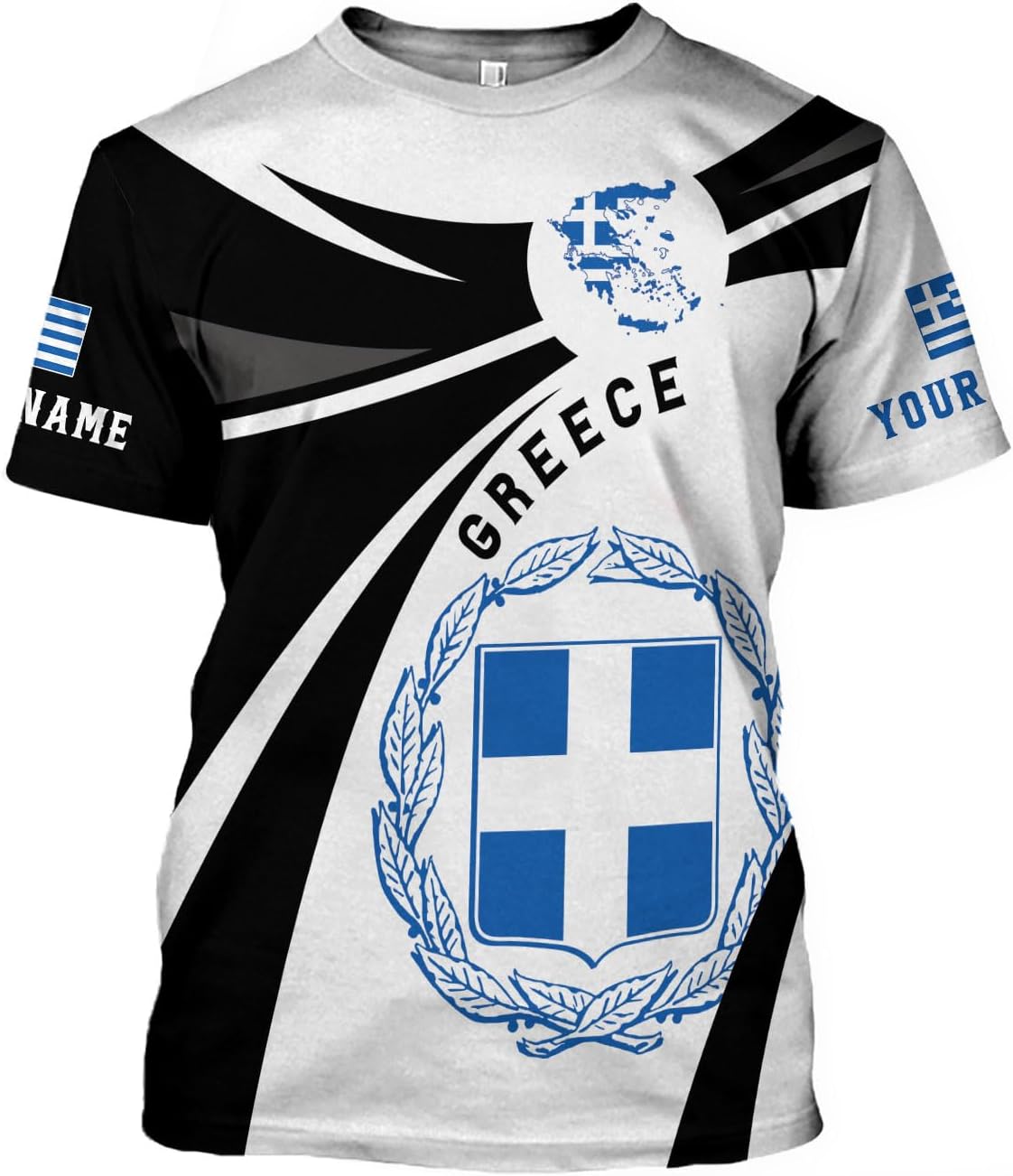 Suseaz Personalized Greece Hoodie Greek Coat of Arms Flag Grecian 3D Sweatshirt Greece Zip Hoodie Grecian Pride Gift Shirt