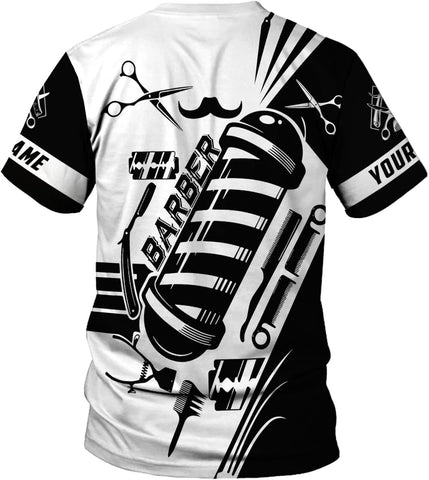 Personalized Name Barber 3D All Over Printed Shirts for Men & Women, Hair Stylist Shirt Gift for Barbershop
