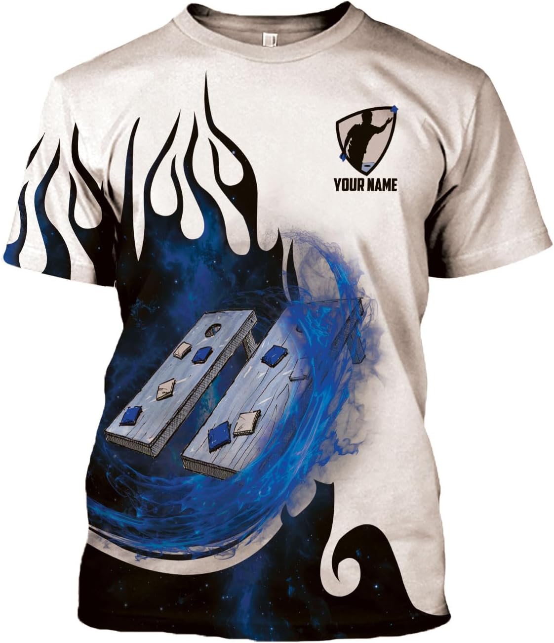 MoonArt Personalized Cornhole Shirts 3D Over Print for Men & Women, Funny Cornhole Player Toss Sports T-Shirt for Team