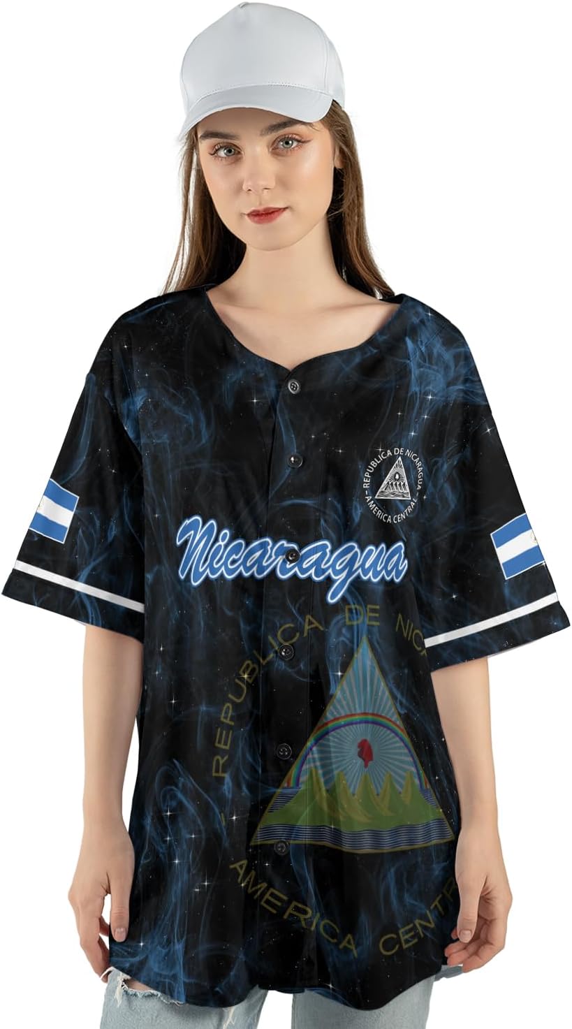 Parvii Personalized Nicaragua Baseball Jersey Shirt Custom Nicaraguan Baseball Jersey for Men & Women Nicaraguan Camisas