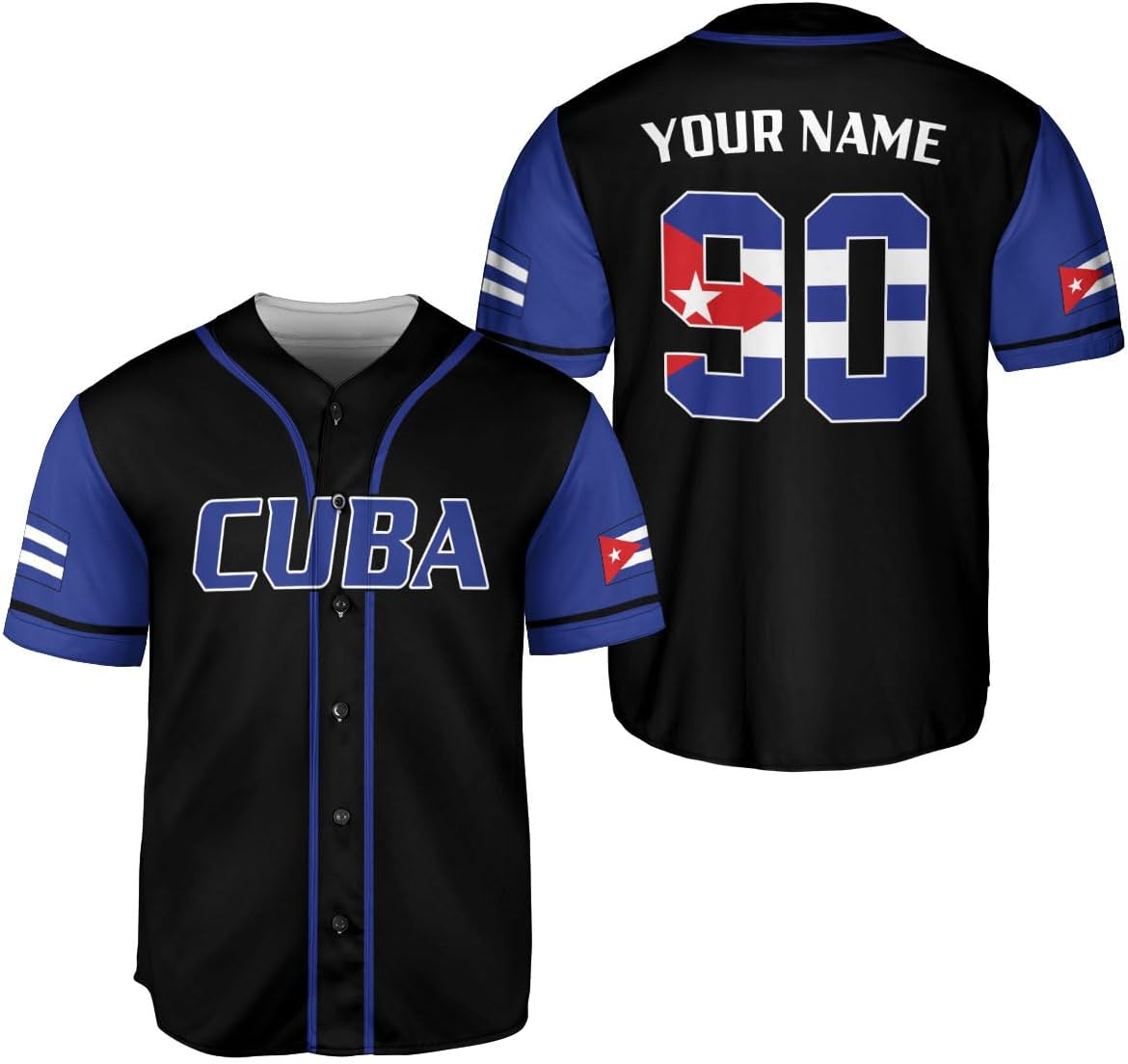 Podagree Personalized Cuba Baseball Shirt, Cuban Flag Jersey for Men and Women