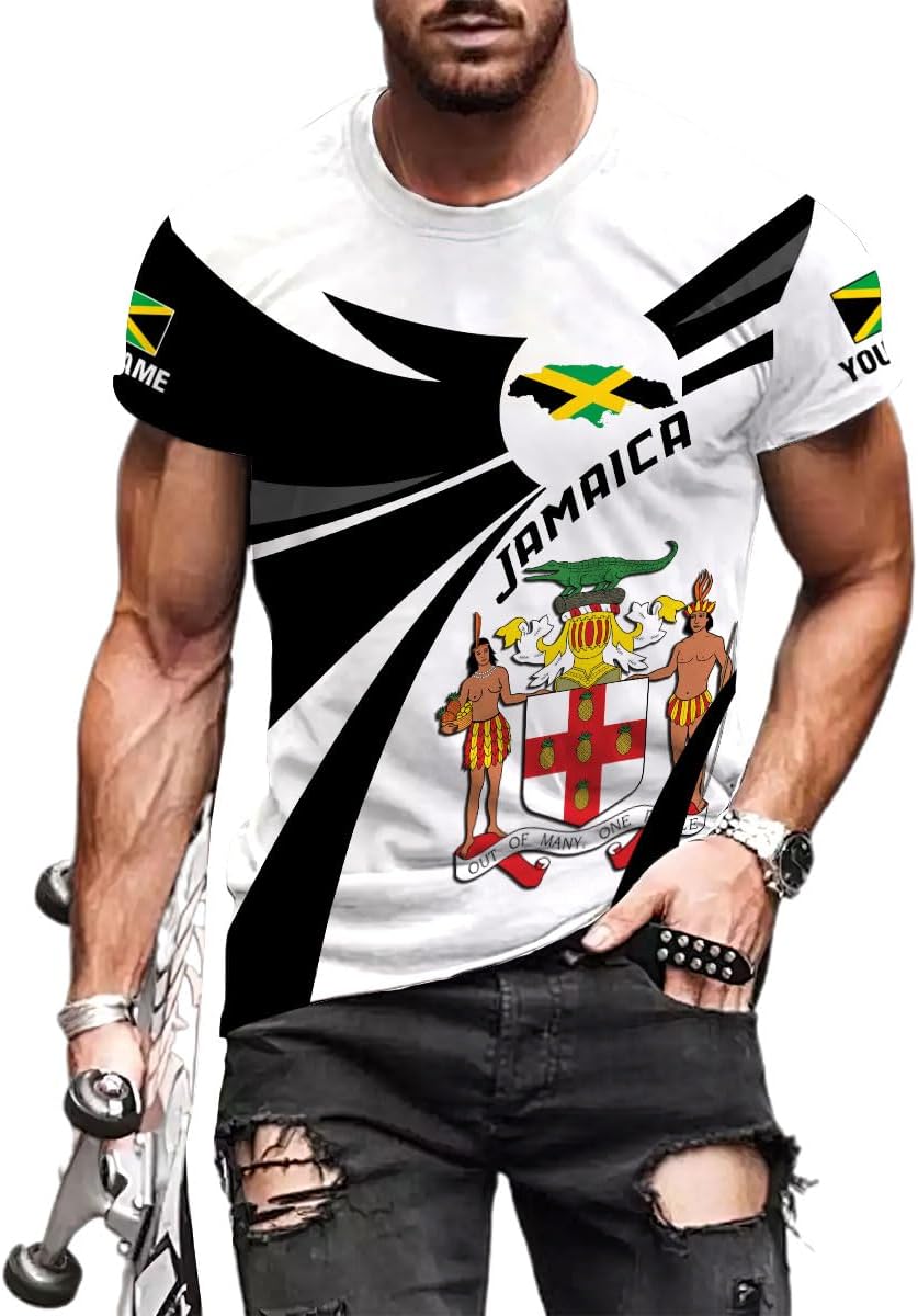 MoonArt Personalized Jamaica Shirt Custom Jamaica Flag Lion Hoodie for Men and Women, Jamaican Pride T-Shirt, Jamaicana
