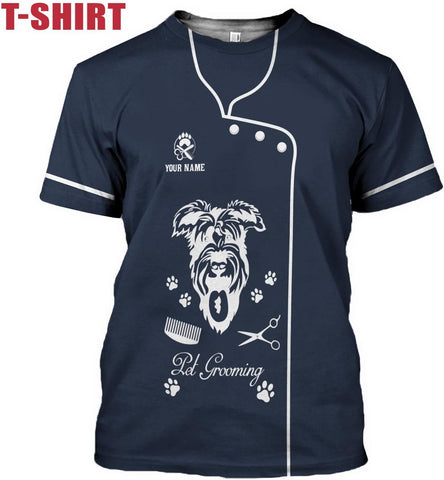 RoyalBro Personalized Dog Groomer Shirt Custom Dog Cat Grooming Stylish Shirts Groomers Tshirts Groomer Tshirt Men & Women (Style 8) Multicolor