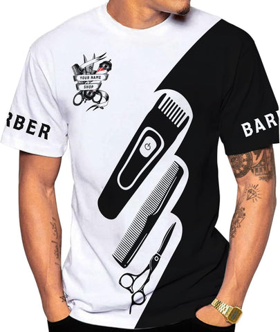 Vybonz Personalized Name Barber Gift for Barber 3D All Over Printed Shirts Gift for Men and Women