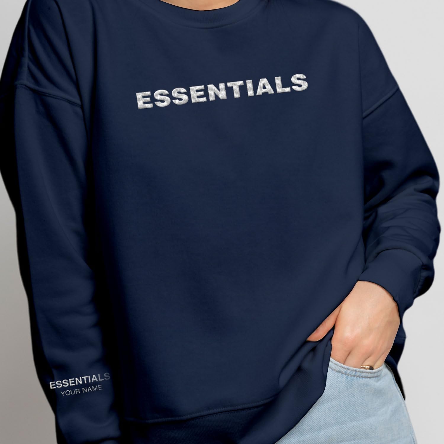 Custom Name Essentials Embroidered Sweatshirt Hip Hop Graphic Hoodie For Men Women, Cotton Essentials Sweatshirt Streetwear