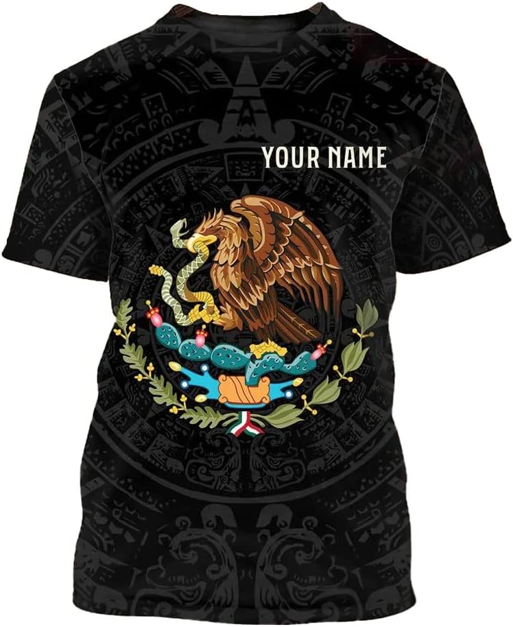 RoyalBro Personalized Mexico Shirt, Camisas de Mexico Customized Mexican Shirts Mexican Flag Mexico 3D Shirt for Men Women