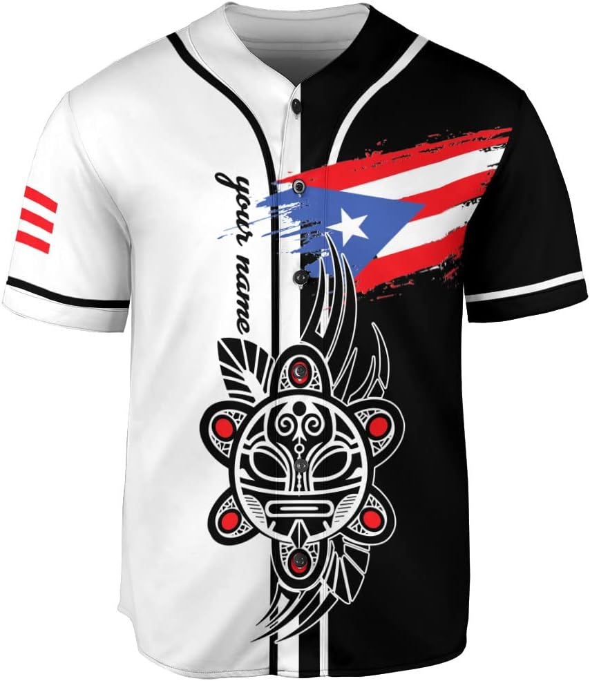 Personalized Puerto Rico Baseball Shirt, Customized Team Name Puerto Rican Baseball Jersey for Men