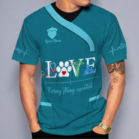 Suseaz Personalized Vet Tech Shirts for Veterinarian, Veterinary Medicine Technician Men Women Shirt, Paw Dog Cat Animal Love